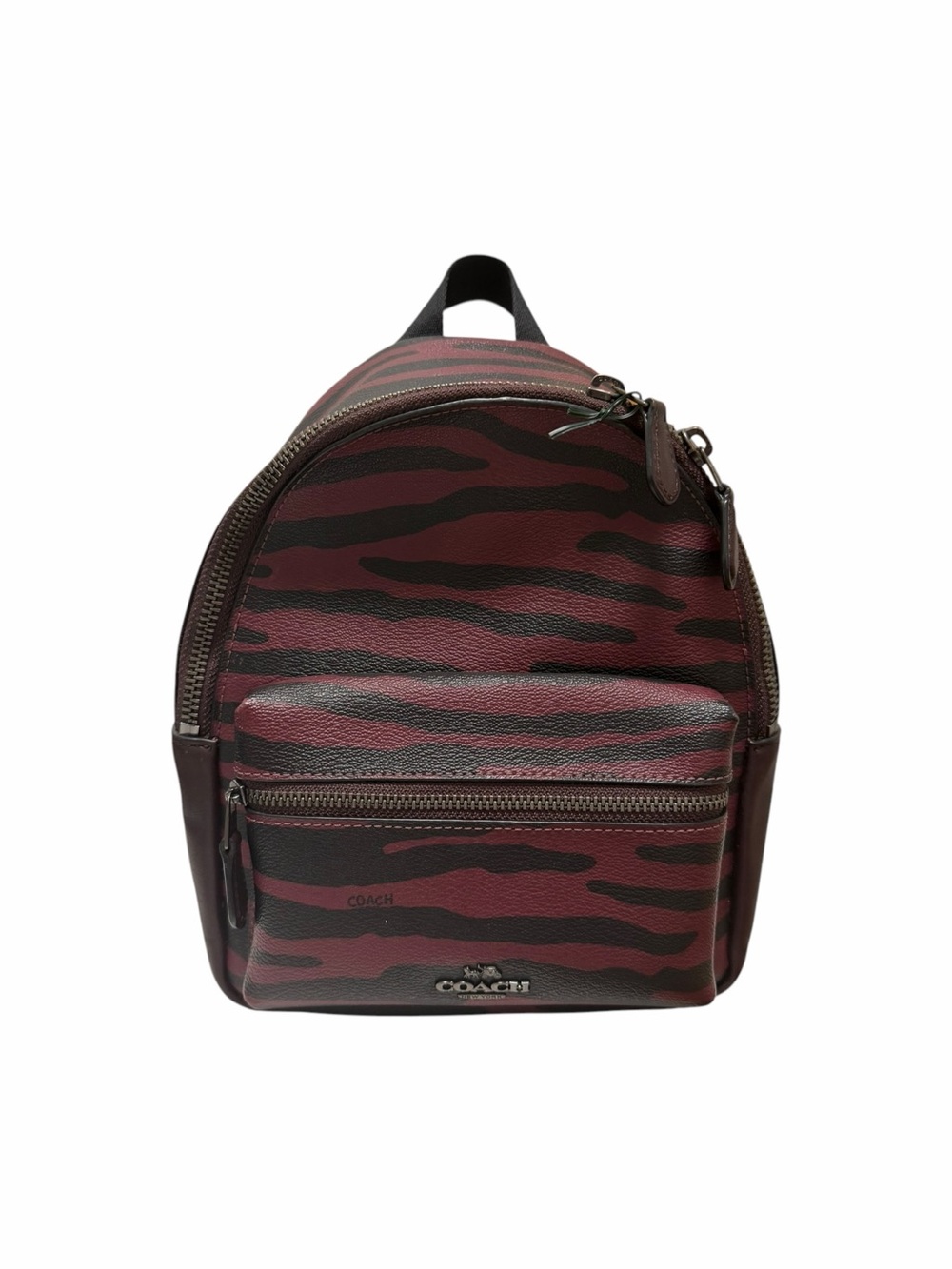 Coach Solid/Animal Burgundy/Black Leather Backpack